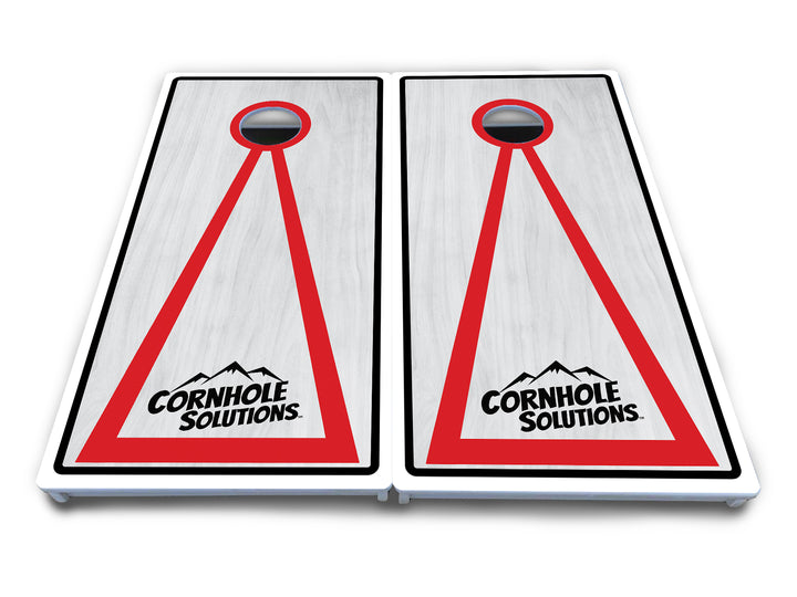 Red/Black Hole Ring Grey Wash Cornhole Boards - All Weather Series