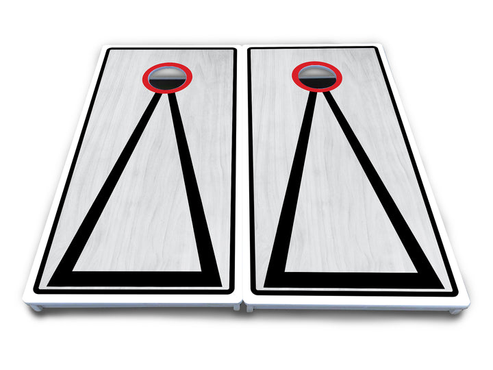 Red/Black Hole Ring Grey Wash Cornhole Boards - All Weather Series
