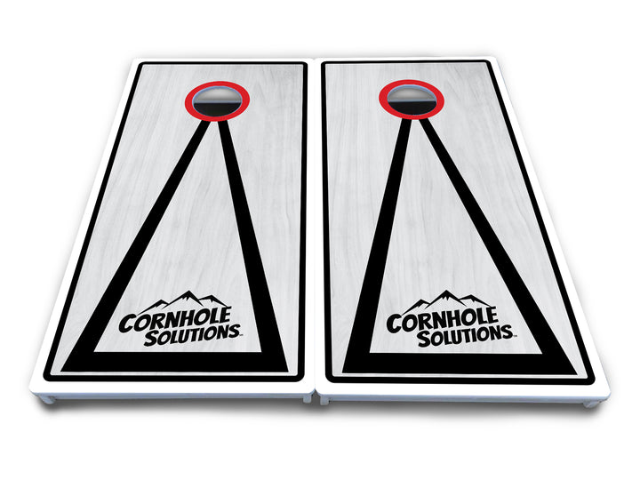 Red/Black Hole Ring Grey Wash Cornhole Boards - All Weather Series