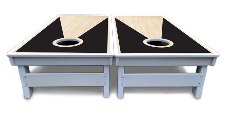 Black/Natural Keyhole Cornhole Boards - All Weather Series