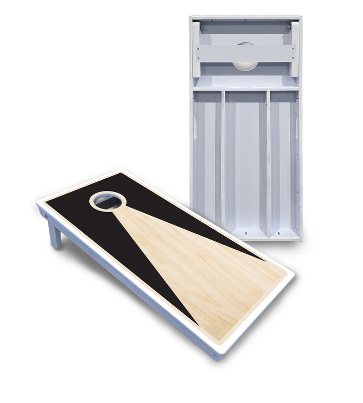 Black/Natural Keyhole Cornhole Boards - All Weather Series