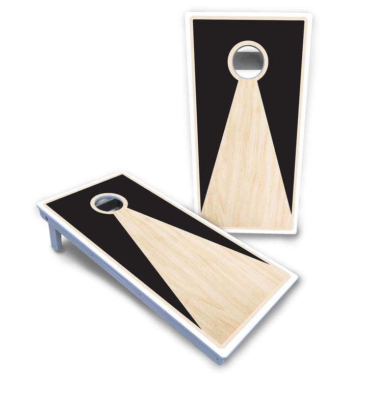 Black/Natural Keyhole Cornhole Boards - All Weather Series