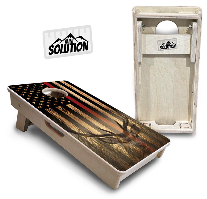 Blue & Red Line Deer & Fish Flag - Mini or Vacation Size Cornhole Boards