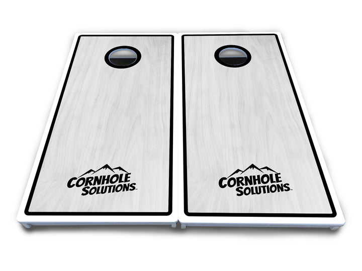 Red/Black Hole Ring Grey Wash Cornhole Boards - All Weather Series