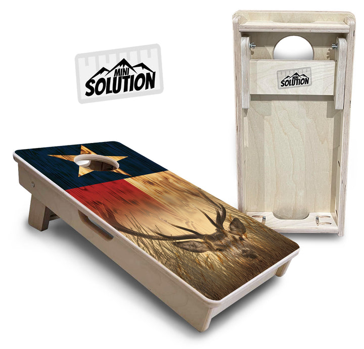 Texas Flag Deer & Fish - Mini or Vacation Size Cornhole Boards