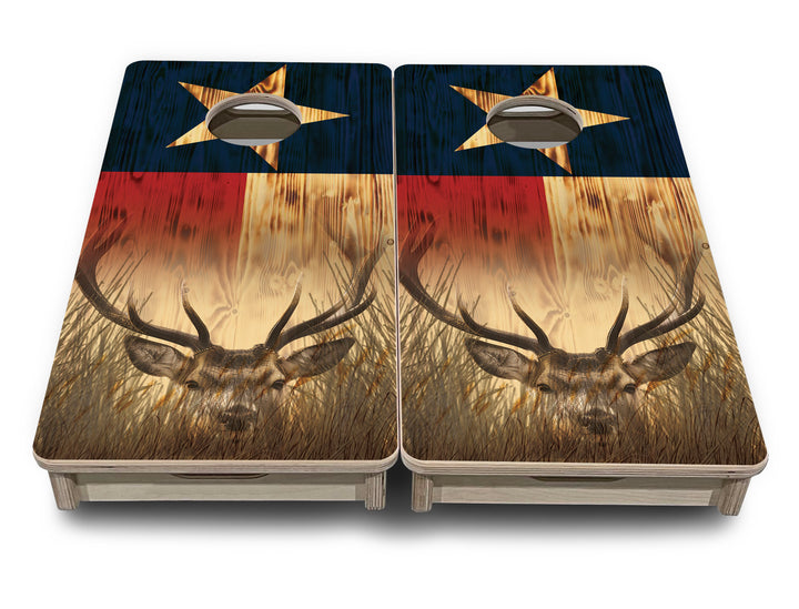 Texas Flag Deer & Fish - Mini or Vacation Size Cornhole Boards