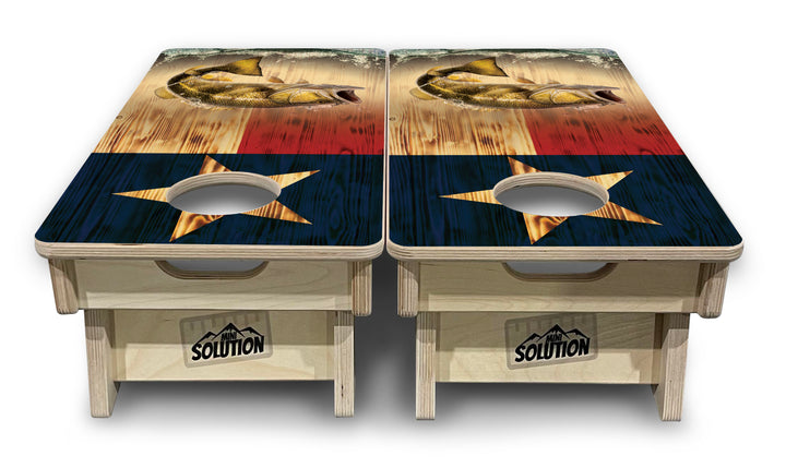 Texas Flag Deer & Fish - Mini or Vacation Size Cornhole Boards