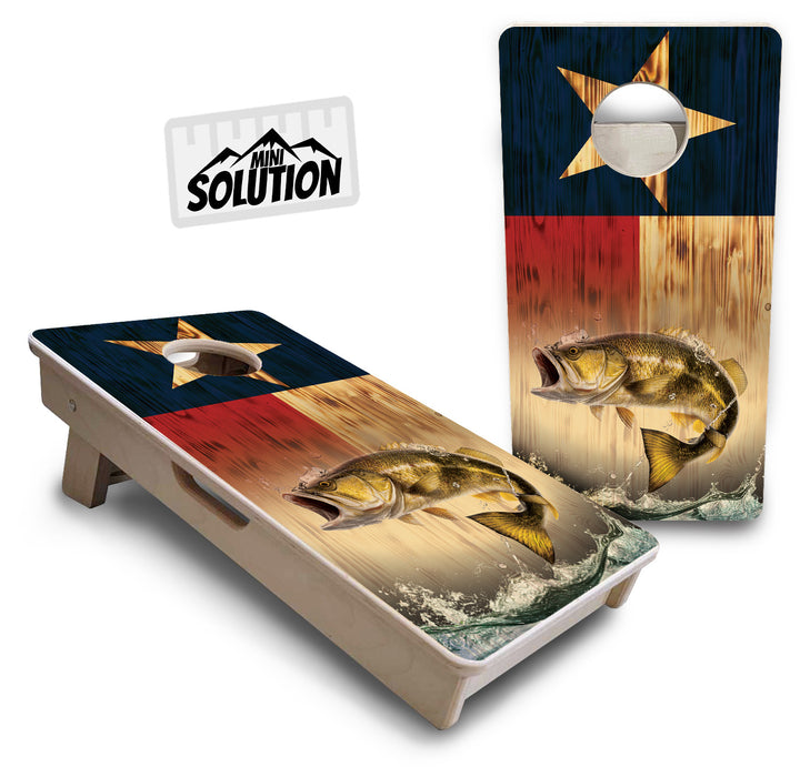 Texas Flag Deer & Fish - Mini or Vacation Size Cornhole Boards