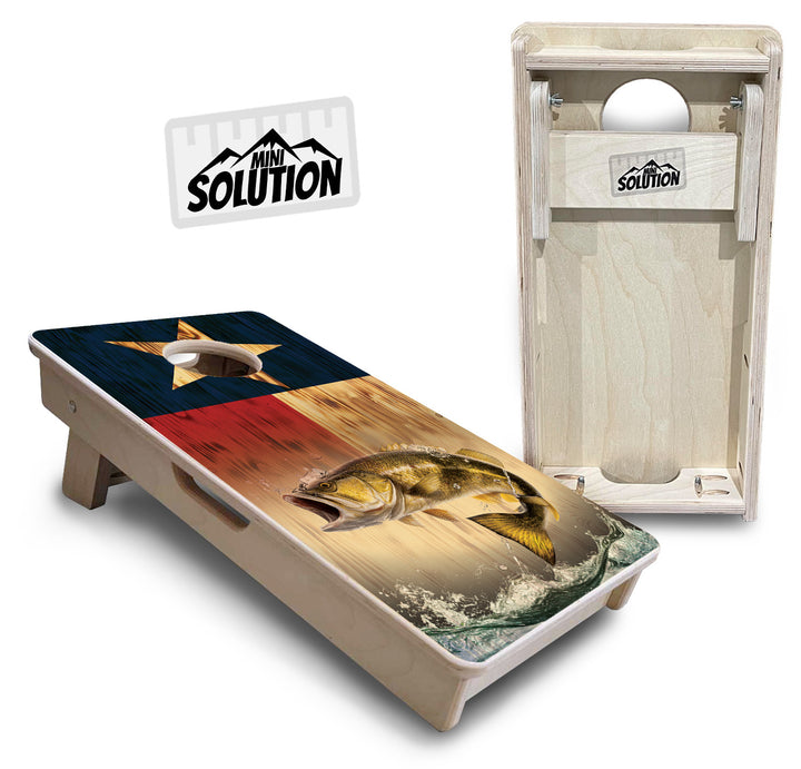 Texas Flag Deer & Fish - Mini or Vacation Size Cornhole Boards