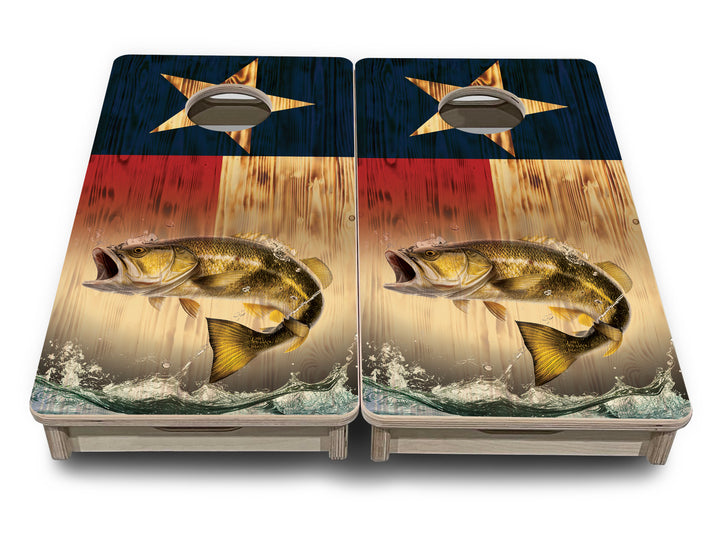 Texas Flag Deer & Fish - Mini or Vacation Size Cornhole Boards