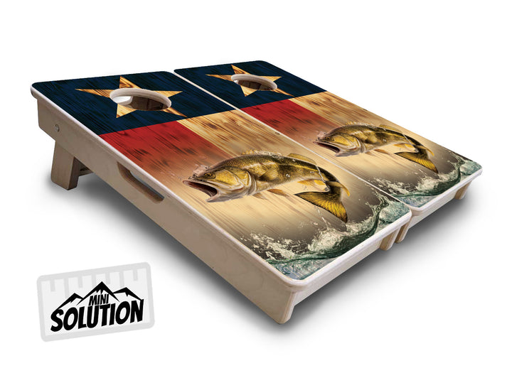 Texas Flag Deer & Fish - Mini or Vacation Size Cornhole Boards