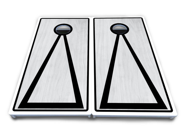 Red/Black Hole Ring Grey Wash Cornhole Boards - All Weather Series