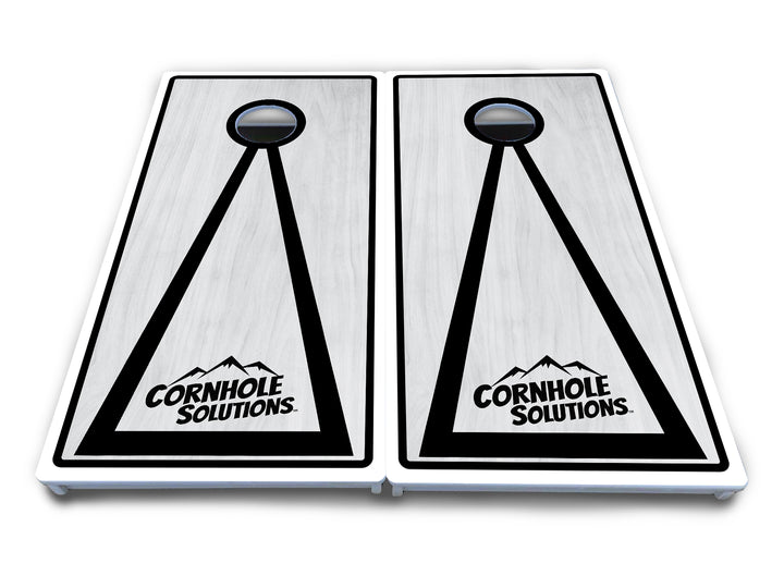 Red/Black Hole Ring Grey Wash Cornhole Boards - All Weather Series