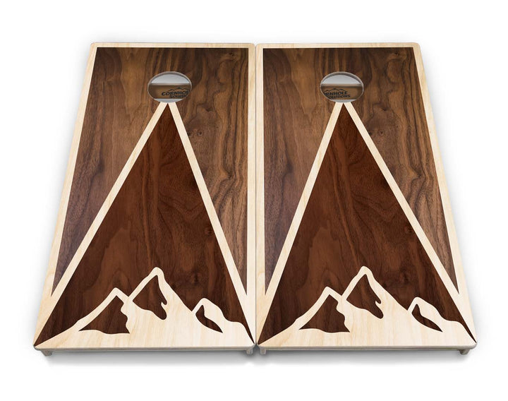 Stained Mountain Scene Cornhole Boards - Professional Tournament Series