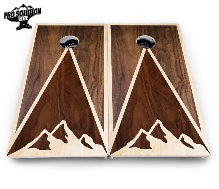 Stained Mountain Scene Cornhole Boards - Pro Solution Elite Series