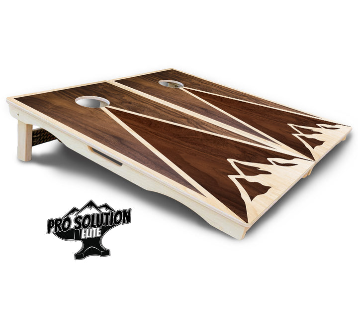 Stained Mountain Scene Cornhole Boards - Pro Solution Elite Series