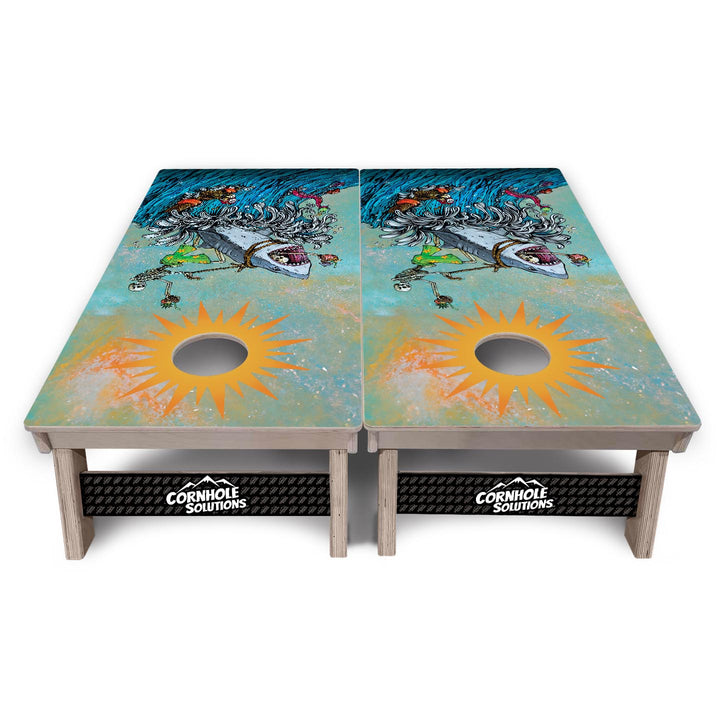 Artist Series Cornhole Boards - Professional Tournament Series - Great White Wave