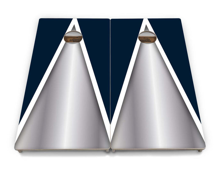 Silver/Blue Triangle Cornhole Boards - Professional Tournament Series