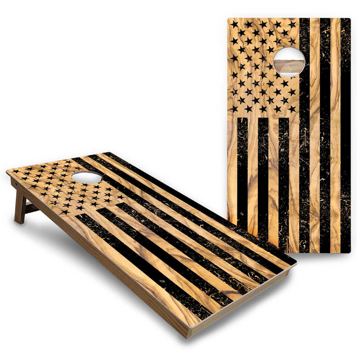 Burnt Flag Cornhole Boards - Backyard Series