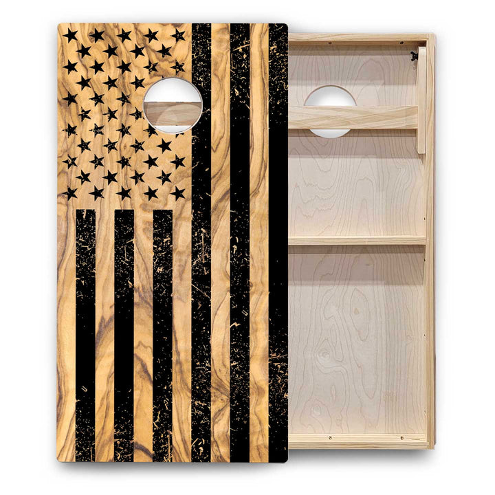 Burnt Flag Cornhole Boards - Backyard Series