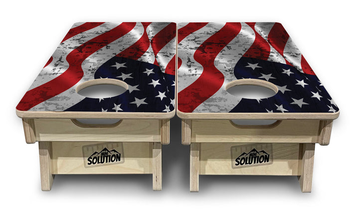 Wavy Distressed Flag - Mini or Vacation Size Cornhole Boards
