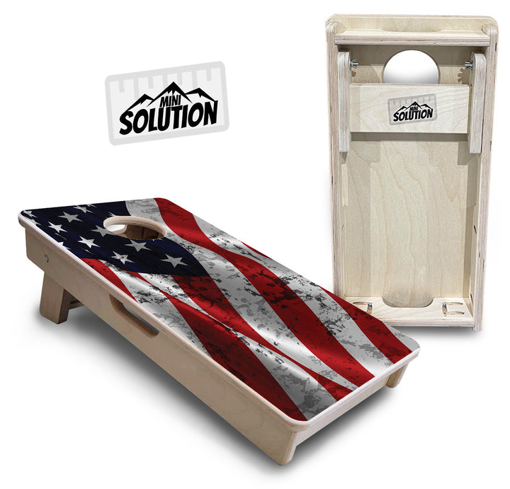 Wavy Distressed Flag - Mini or Vacation Size Cornhole Boards