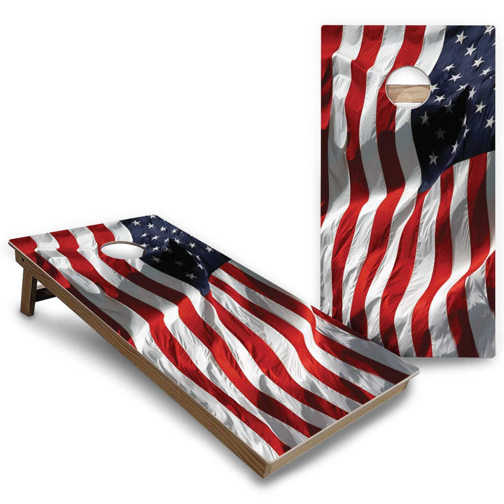 Wavy Flag Cornhole Boards - Backyard Series