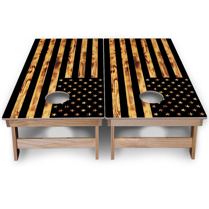 Burnt Flag Cornhole Boards - Backyard Series