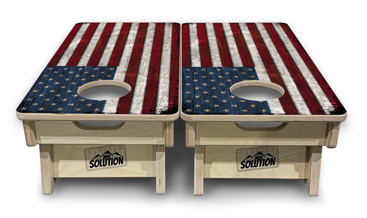 Rustic USA Flag - Mini or Vacation Size Cornhole Boards