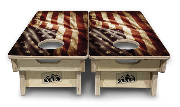 Rustic Wavy Flag - Mini or Vacation Size Cornhole Boards