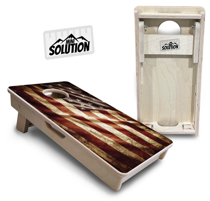 Rustic Wavy Flag - Mini or Vacation Size Cornhole Boards