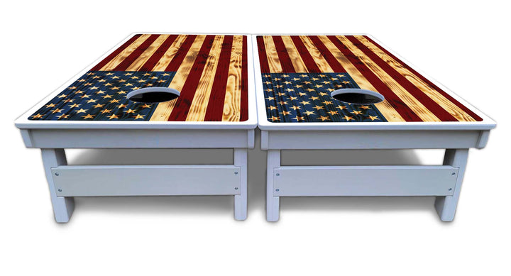 Burnt Colorful Rustic Flag Cornhole Boards - All Weather Series