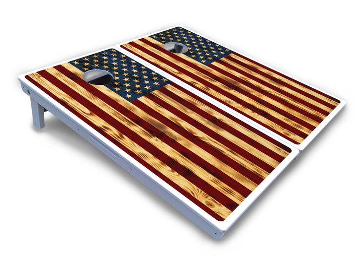 Burnt Colorful Rustic Flag Cornhole Boards - All Weather Series