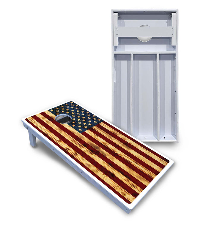Burnt Colorful Rustic Flag Cornhole Boards - All Weather Series