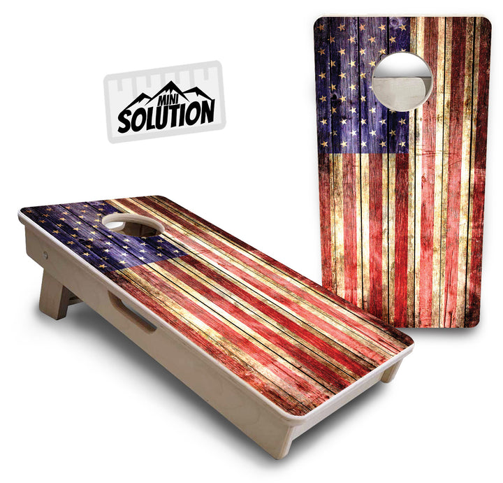 Rustic Wood Flag - Mini or Vacation Size Cornhole Boards