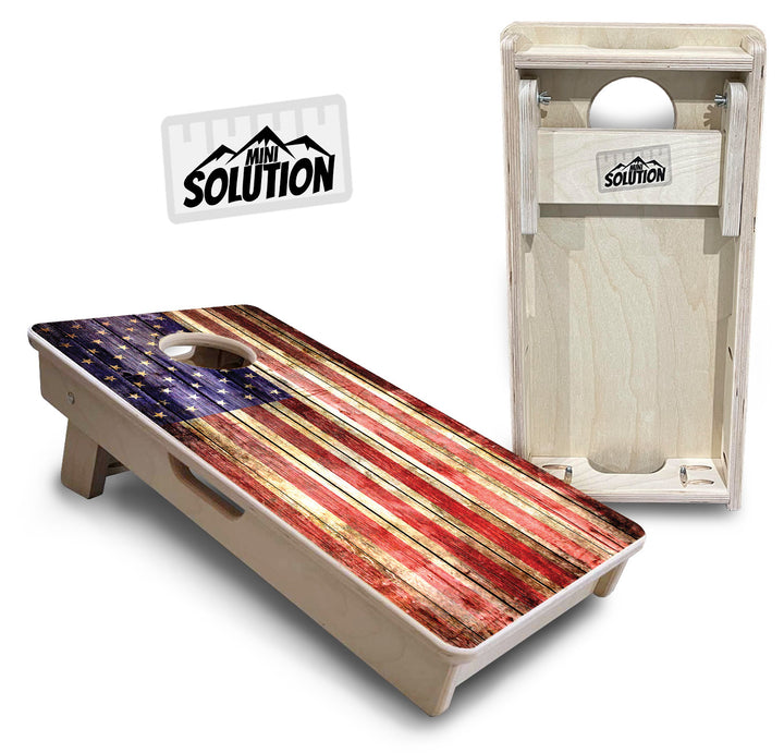 Rustic Wood Flag - Mini or Vacation Size Cornhole Boards