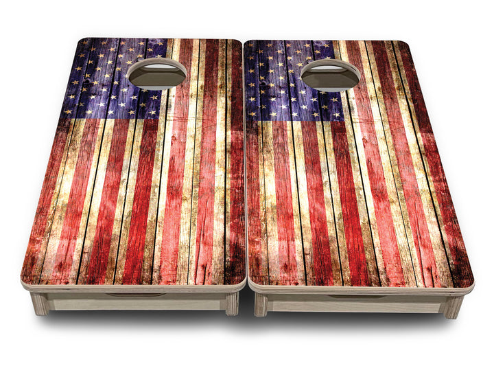 Rustic Wood Flag - Mini or Vacation Size Cornhole Boards