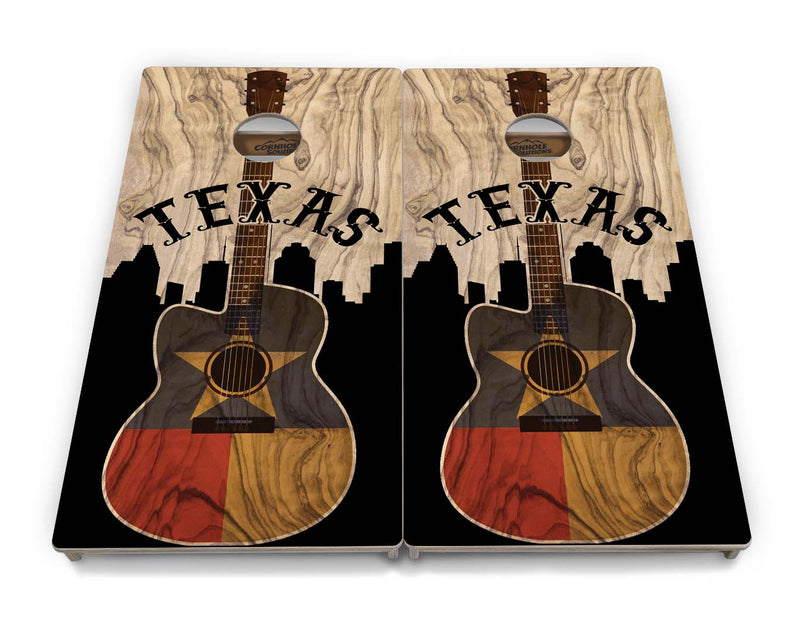 Tournament Boards - Texas Guitar Design - Professional Tournament 2'x4' Regulation Cornhole Set - 3/4″ Baltic Birch + UV Direct Print + UV Clear Coat