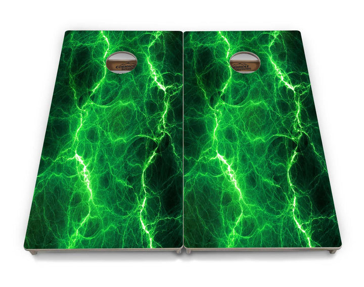 Blue & Green Lightning Cornhole Boards - Professional Tournament Series