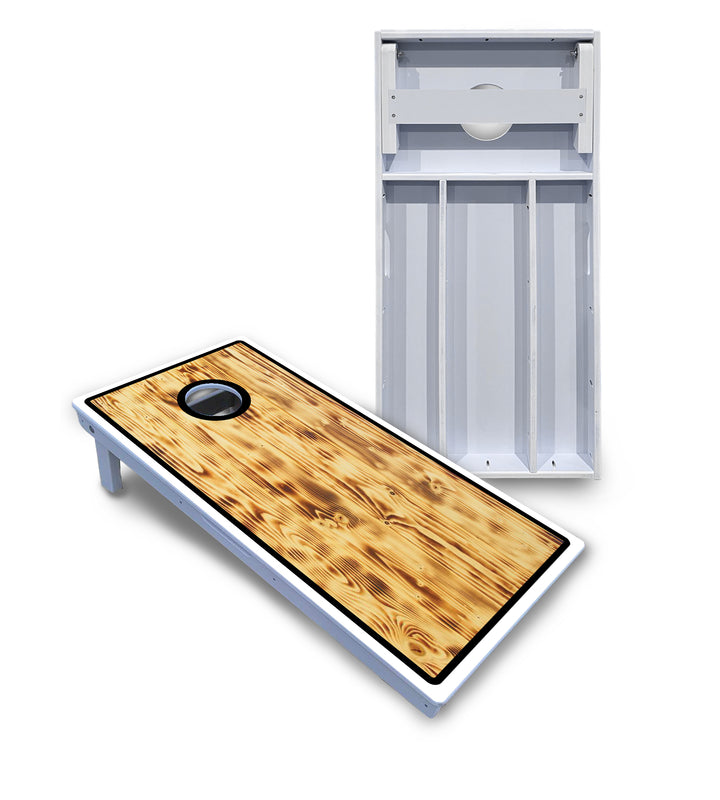 Burnt Wood Black Border Cornhole Boards - All Weather Series