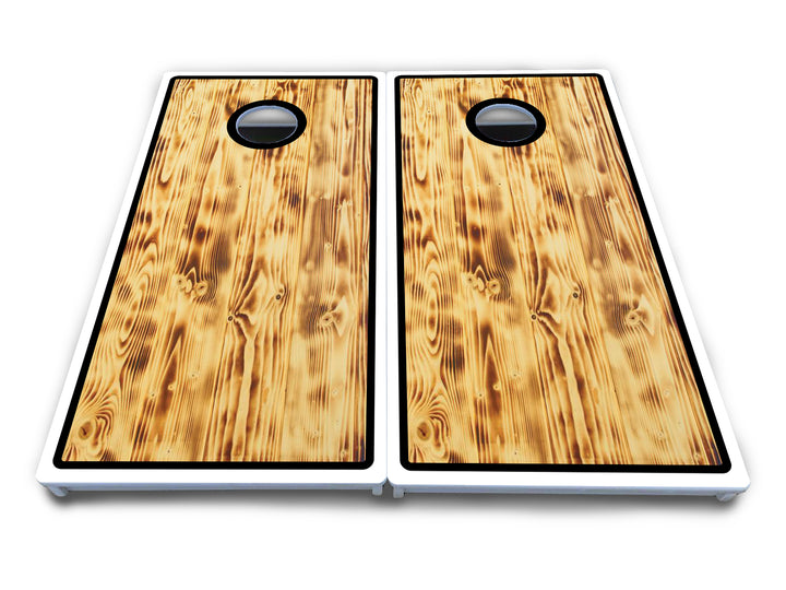Burnt Wood Black Border Cornhole Boards - All Weather Series
