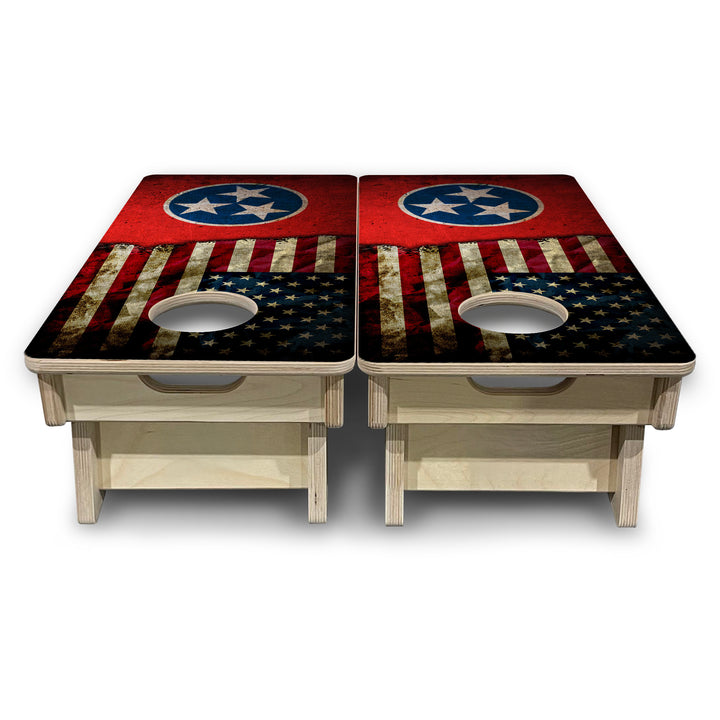 TN/USA Red Flag - Mini or Vacation Size Cornhole Boards