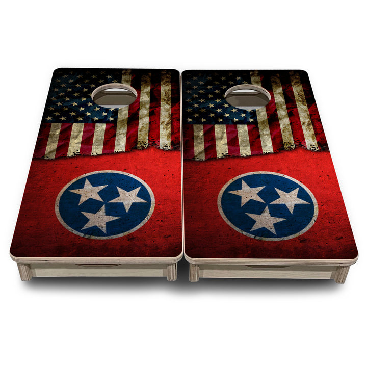TN/USA Red Flag - Mini or Vacation Size Cornhole Boards