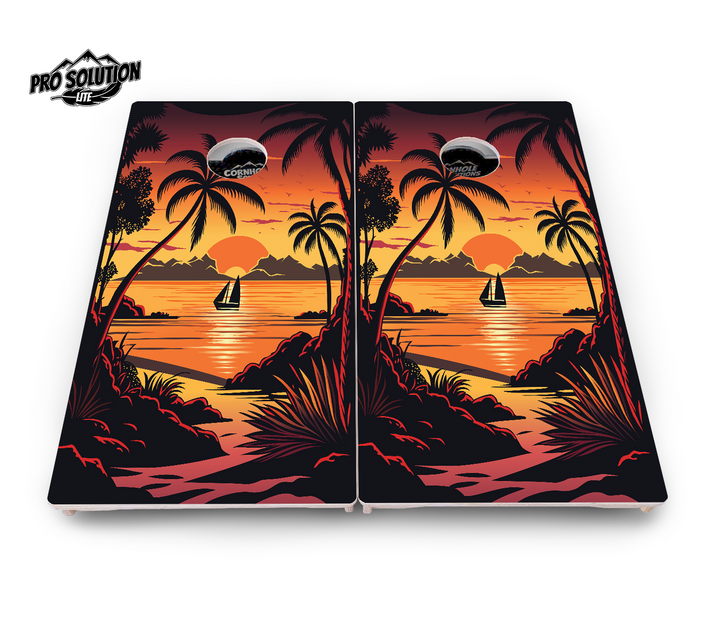Beach Sunset Cornhole Boards - Pro Solution Lite Series