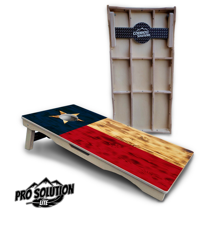 Burnt Texas Flag Cornhole Boards - Pro Solution Lite Series