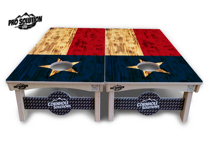 Burnt Texas Flag Cornhole Boards - Pro Solution Lite Series