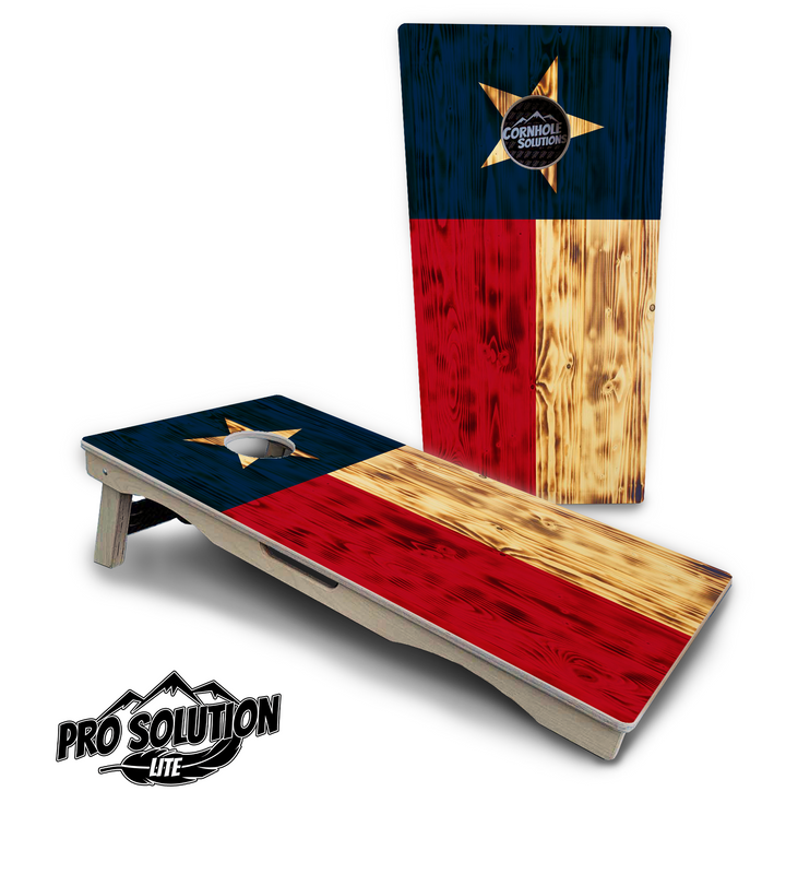 Burnt Texas Flag Cornhole Boards - Pro Solution Lite Series