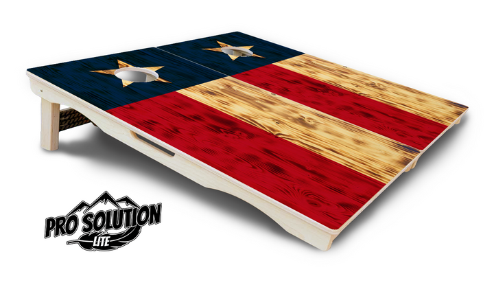 Burnt Texas Flag Cornhole Boards - Pro Solution Lite Series