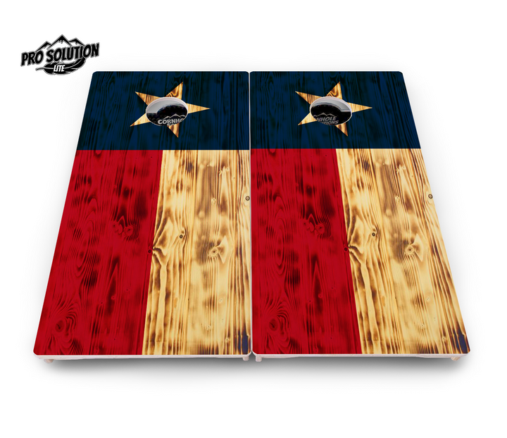 Burnt Texas Flag Cornhole Boards - Pro Solution Lite Series