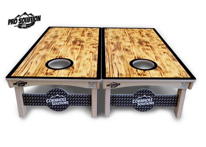 Burnt Wood w/Black Border Cornhole Boards - Pro Solution Lite Series